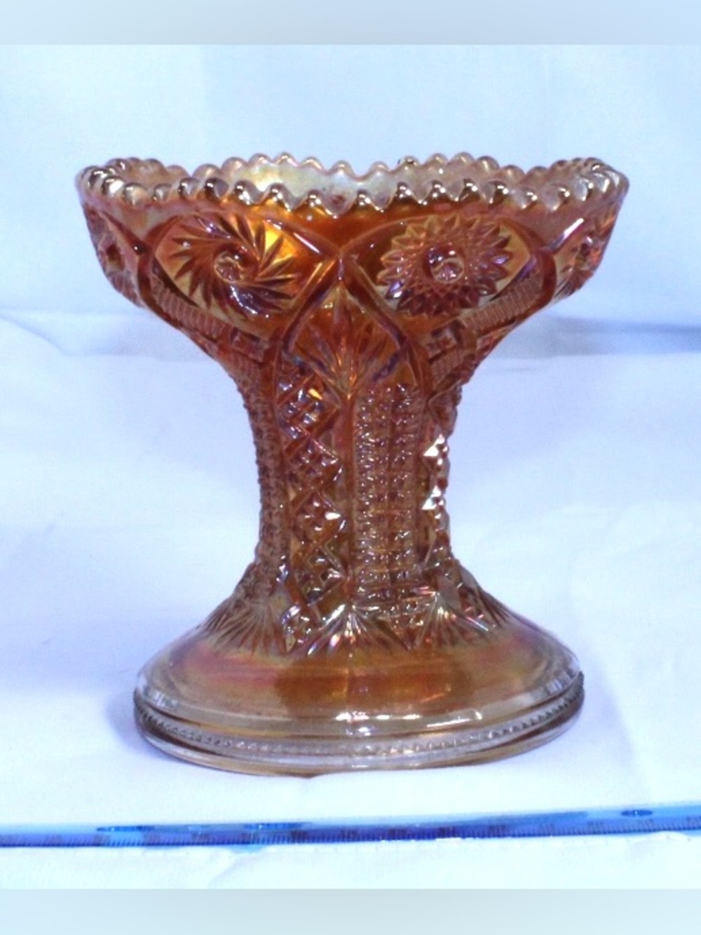 Vintage Marigold Carnival Glass Punch Bowl Pedestal Base